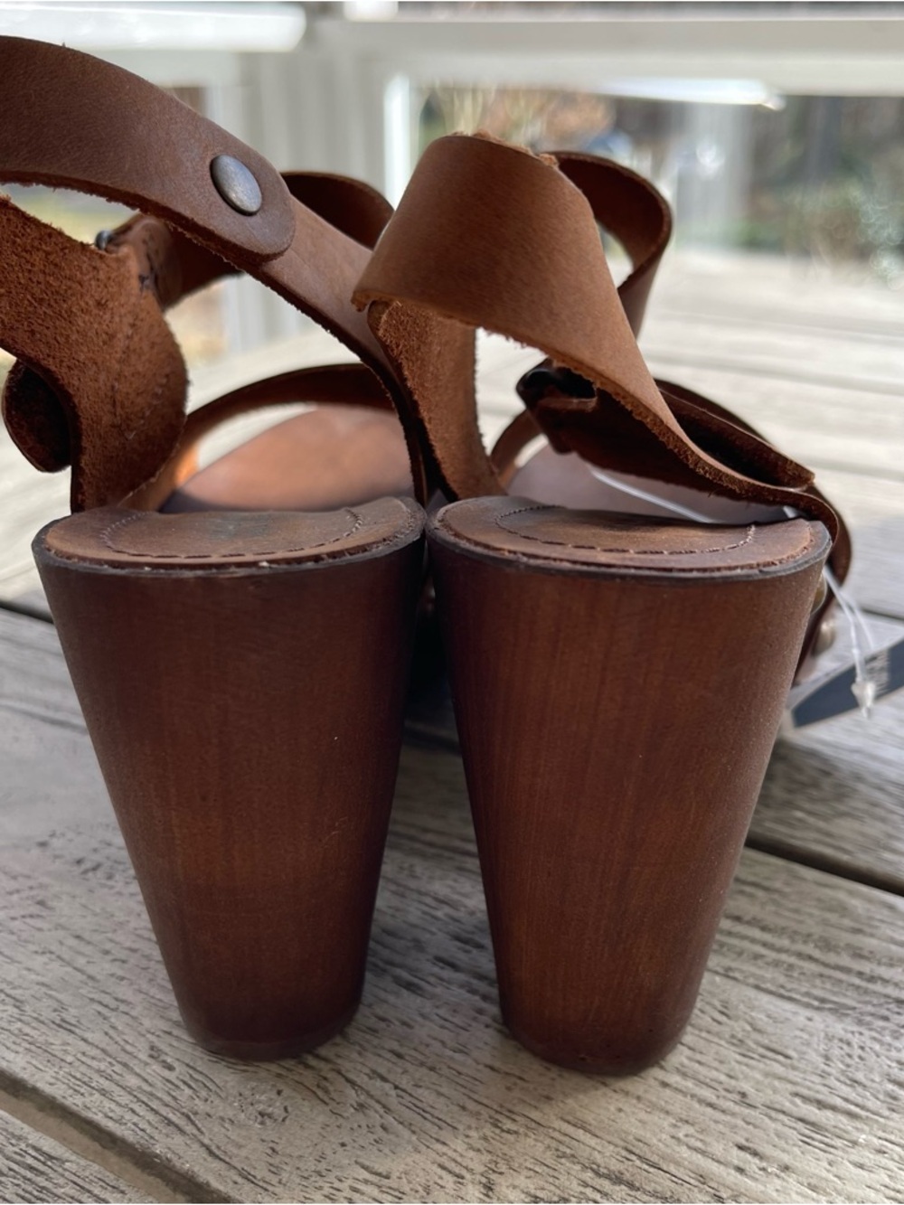 Mila Paoli Women's Brown Leather Platform Sandal Heels Womens Size 9 NWT - Picture 3 of 10